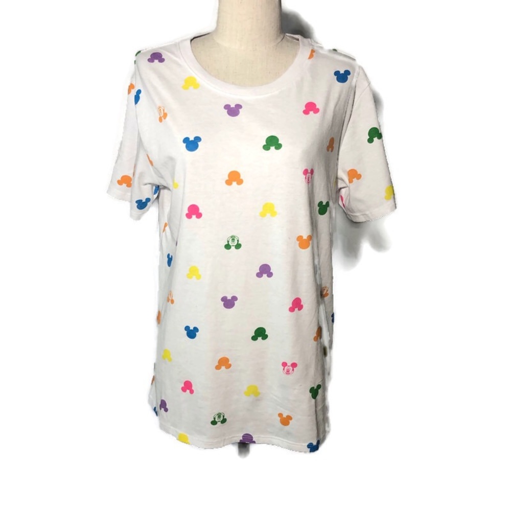 Disney L white tee with bright Mickey Mouse